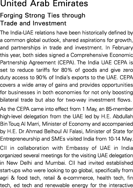 United Arab Emirates Forging Strong Ties through Trade and Investment The India-UAE relations have been historically    