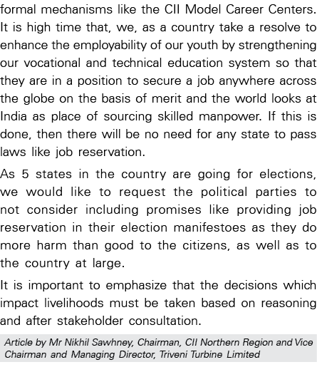 formal mechanisms like the CII Model Career Centers  It is high time that, we, as a country take a resolve to enhance   