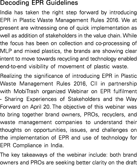 Decoding EPR Guidelines India has taken the right step forward by introducing EPR in Plastic Waste Management Rules 2   