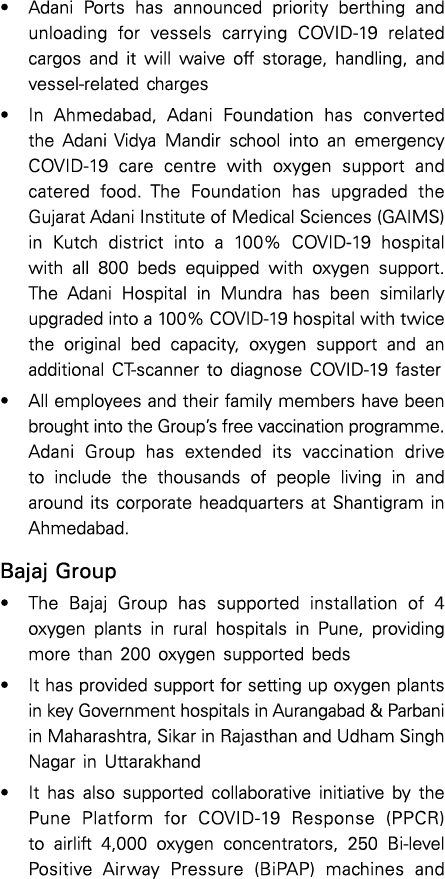   Adani Ports has announced priority berthing and unloading for vessels carrying COVID-19 related cargos and it will    