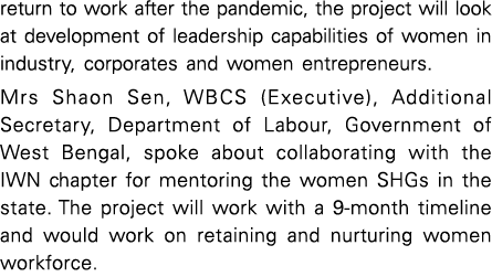return to work after the pandemic, the project will look at development of leadership capabilities of women in indust   