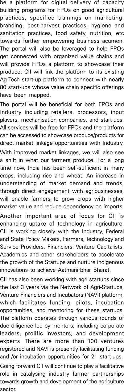 be a platform for digital delivery of capacity building programs for FPOs on good agricultural practices, specified t   