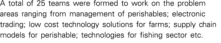 A total of 25 teams were formed to work on the problem areas ranging from management of perishables; electronic tradi   