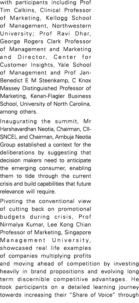 with participants including Prof Tim Calkins, Clinical Professor of Marketing, Kellogg School of Management, Northwes   