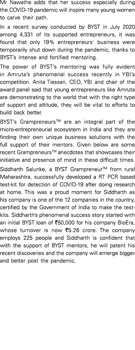 Mr Nawathe adds that her success especially during the COVID-19 pandemic will inspire many young women to carve their   