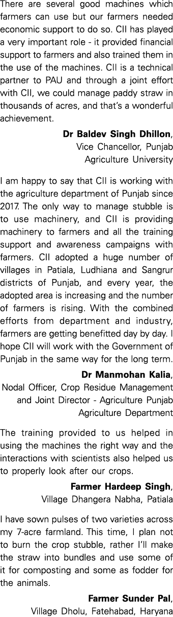 There are several good machines which farmers can use but our farmers needed economic support to do so  CII has playe   