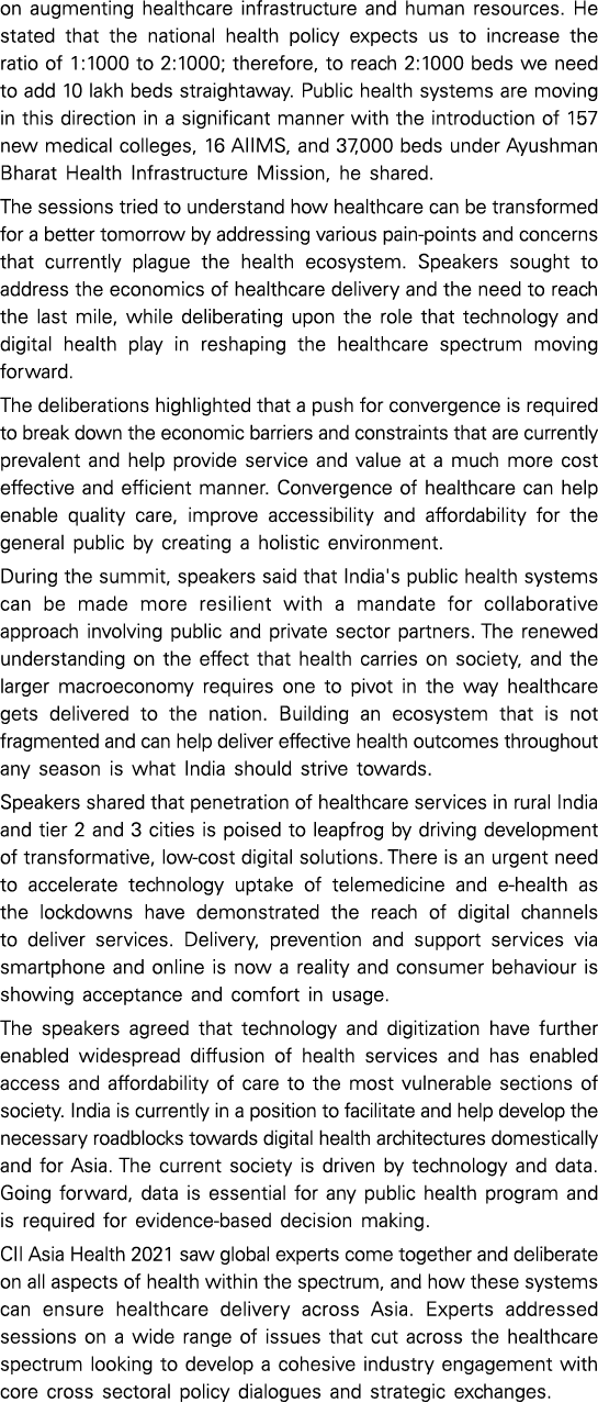 on augmenting healthcare infrastructure and human resources  He stated that the national health policy expects us to    
