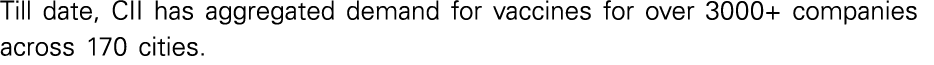 Till date, CII has aggregated demand for vaccines for over 3000+ companies across 170 cities 