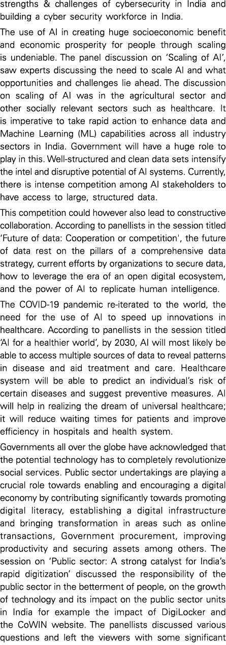 strengths & challenges of cybersecurity in India and building a cyber security workforce in India  The use of AI in c   