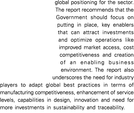 global positioning for the sector  The report recommends that the Government should focus on putting in place, key en   