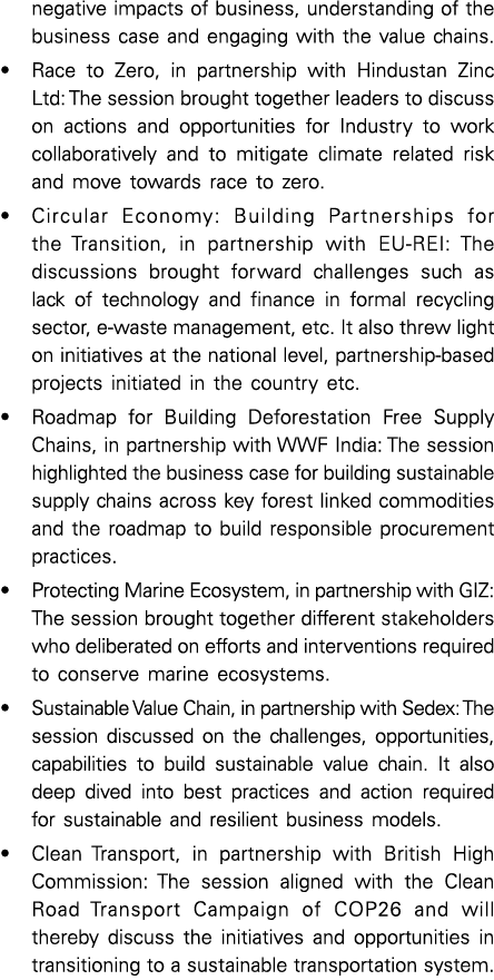 negative impacts of business, understanding of the business case and engaging with the value chains    Race to Zero,    