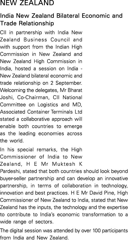 New Zealand India New Zealand Bilateral Economic and Trade Relationship CII in partnership with India New Zealand Bus   