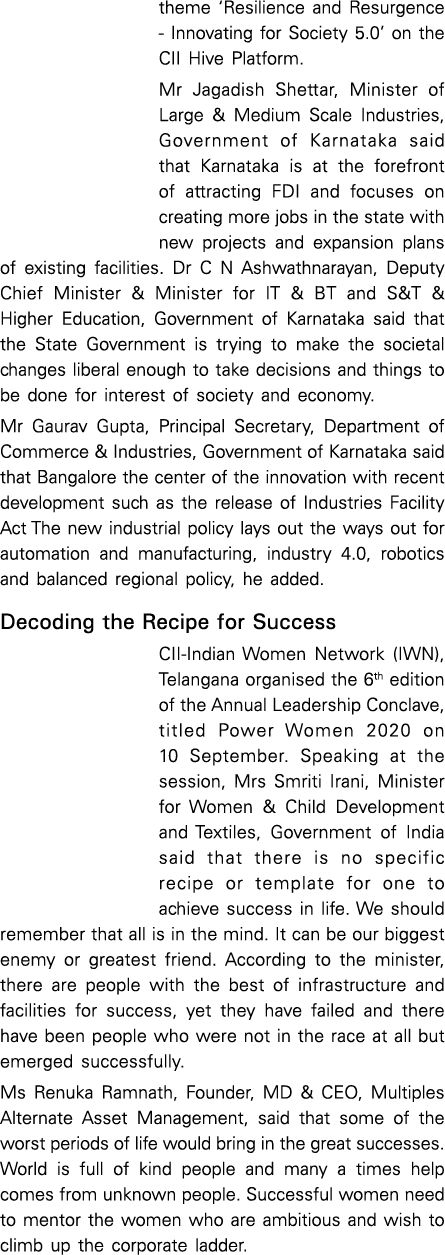 theme  Resilience and Resurgence - Innovating for Society 5 0  on the CII Hive Platform  Mr Jagadish Shettar, Ministe   