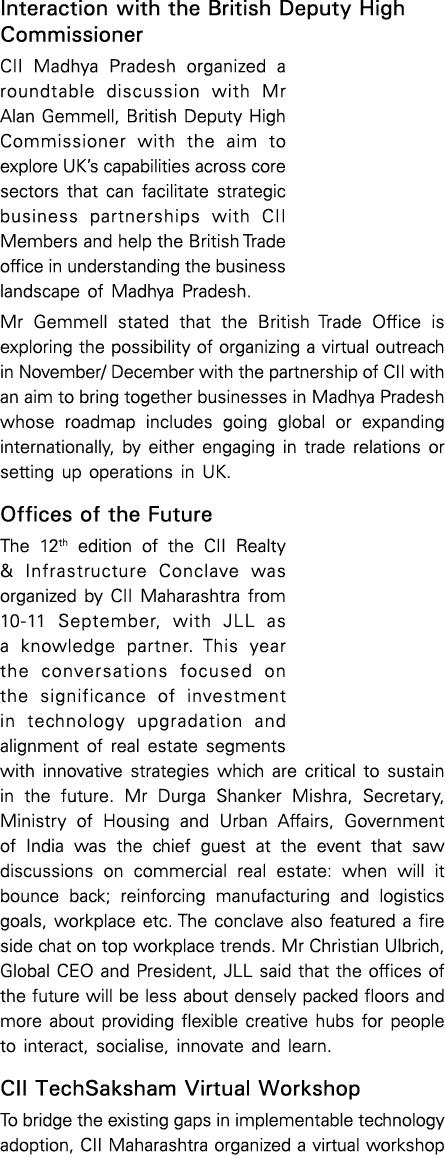 Interaction with the British Deputy High Commissioner CII Madhya Pradesh organized a roundtable discussion with Mr Al   