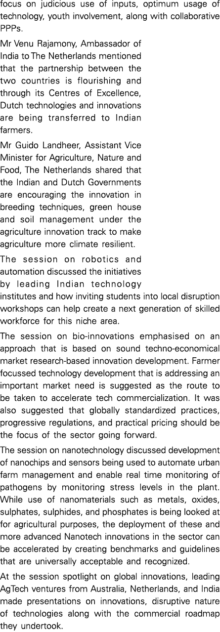 focus on judicious use of inputs, optimum usage of technology, youth involvement, along with collaborative PPPs  Mr V   