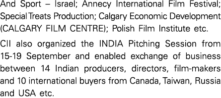 And Sport   Israel; Annecy International Film Festival; Special Treats Production; Calgary Economic Development (CALG   