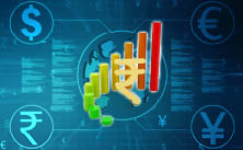 Indian rupee background, Stock market background with Indian rupee symbol, India Finance, Economic Background  3d render