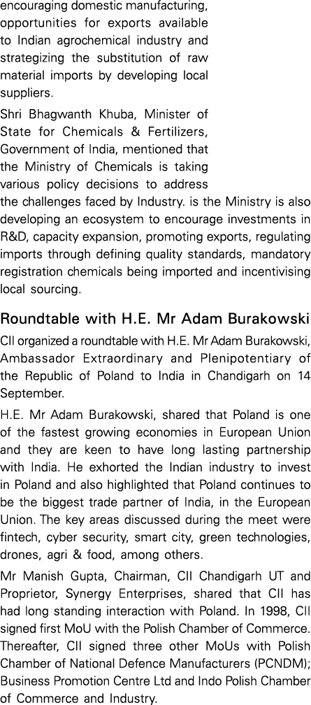 encouraging domestic manufacturing, opportunities for exports available to Indian agrochemical industry and strategiz   