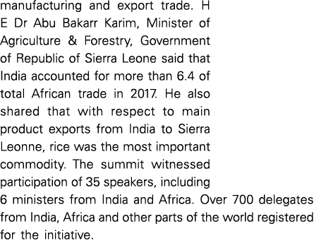 manufacturing and export trade  H E Dr Abu Bakarr Karim, Minister of Agriculture & Forestry, Government of Republic o   