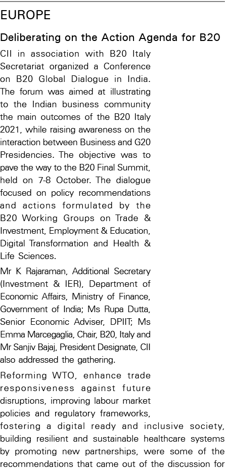 Europe Deliberating on the Action Agenda for B20 CII in association with B20 Italy Secretariat organized a Conference   