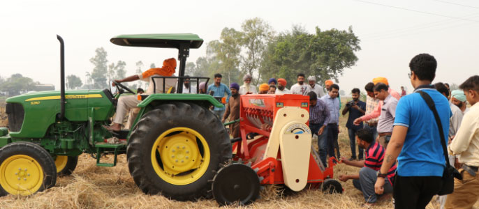 Technical training and demonstration session organised by Punjab Agricultural University for farmers for effective crop residue management